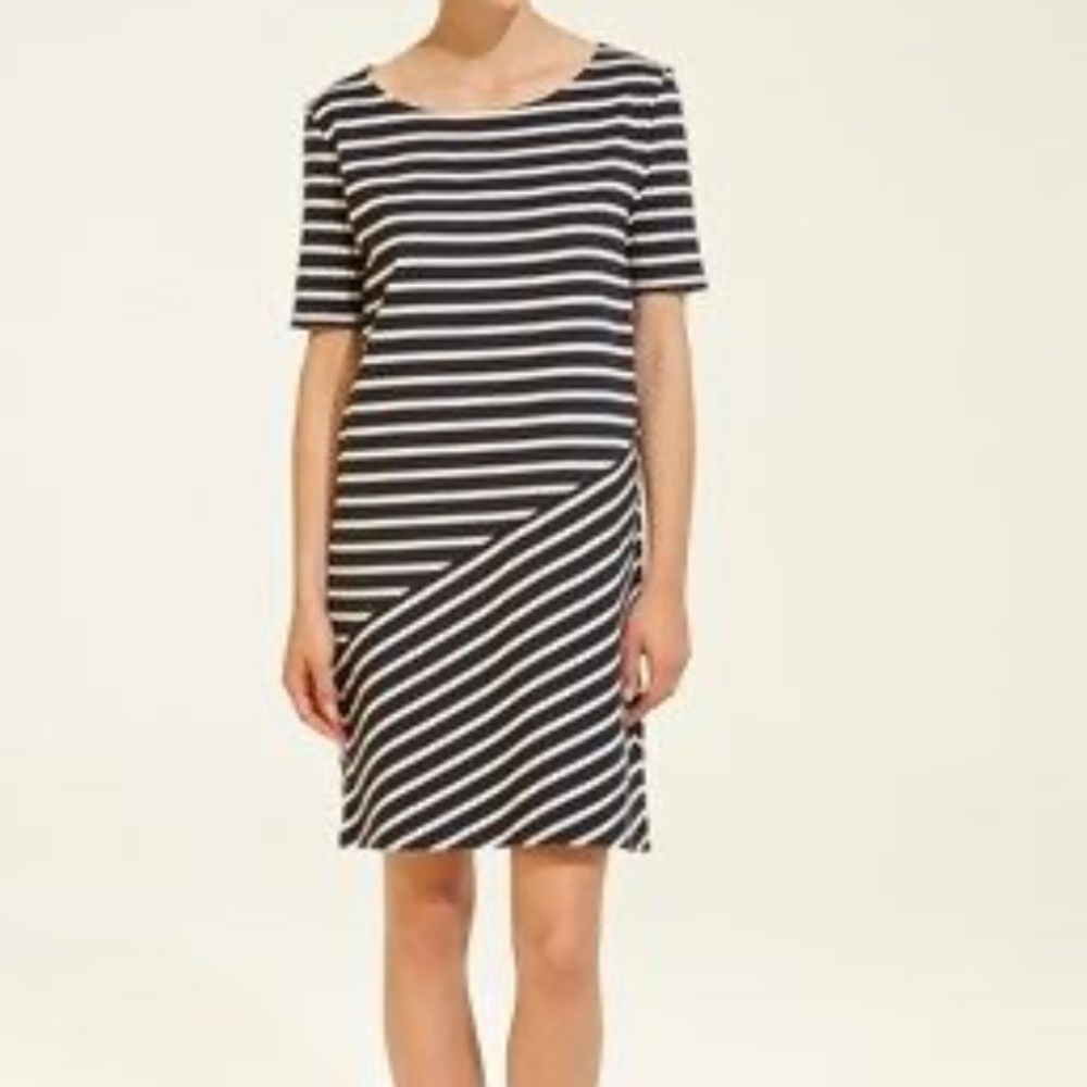 Petit Bateau Navy Blue and White Striped Sheath Mini Dress 100% Cotton Size‎ S
